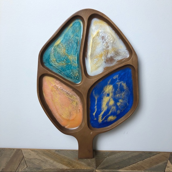 Wood And Epoxy Serving Platter Multicoloured
